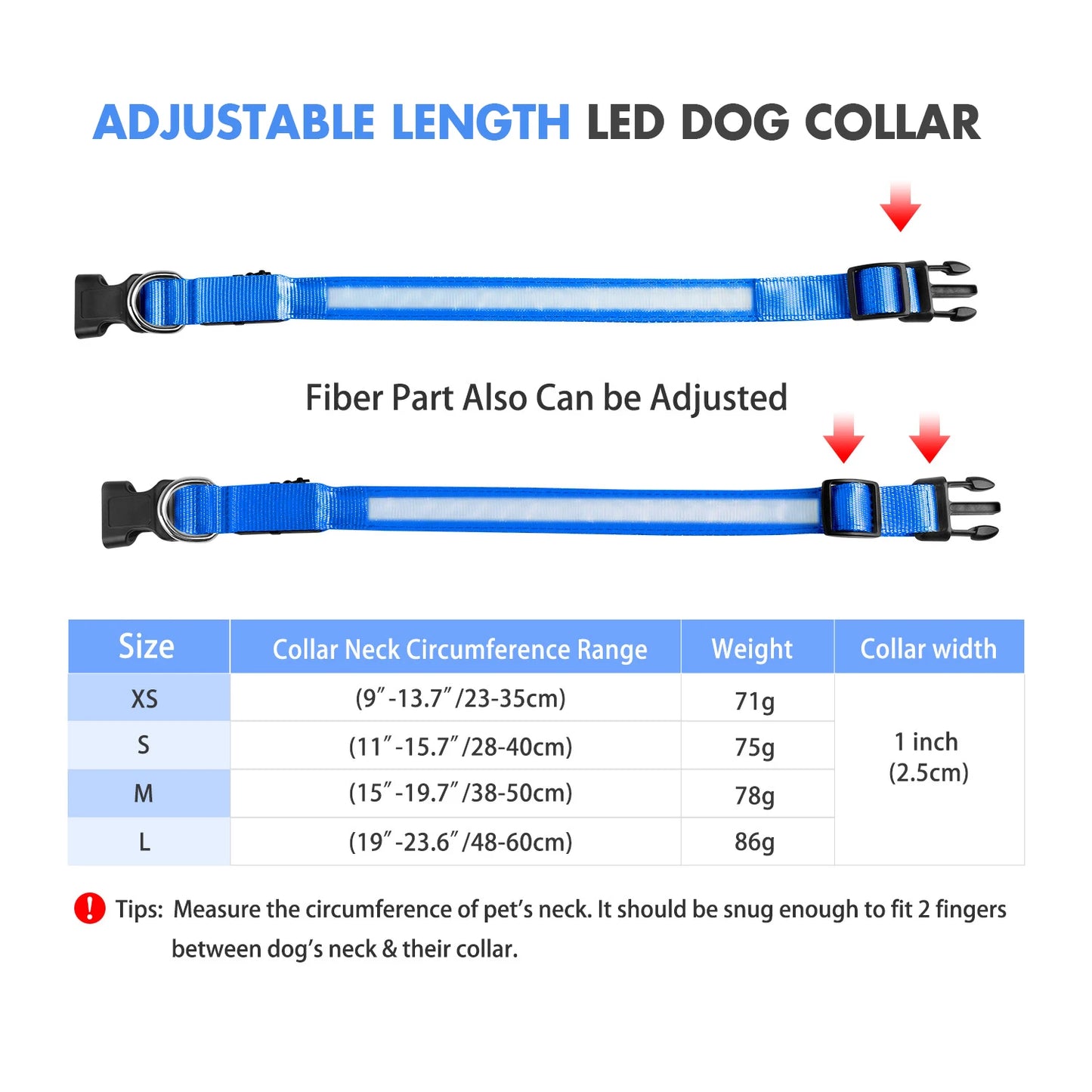 MASBRILL Dog Collar Luminous Pet Supplies Dog Collar Waterproof Safety Collars   No Logo