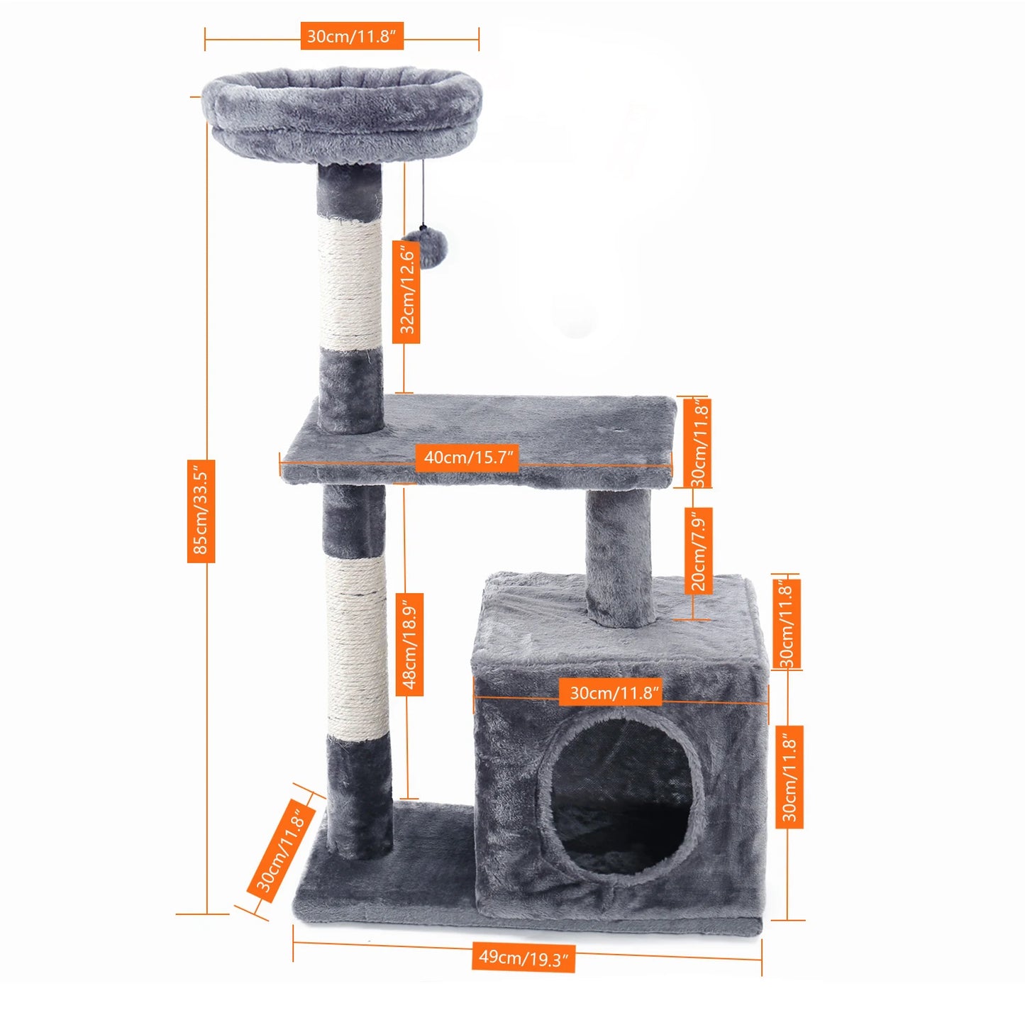 H228cm Cat Tree Toy Condo Cat Climbing Tower Multi-layer With Hammock