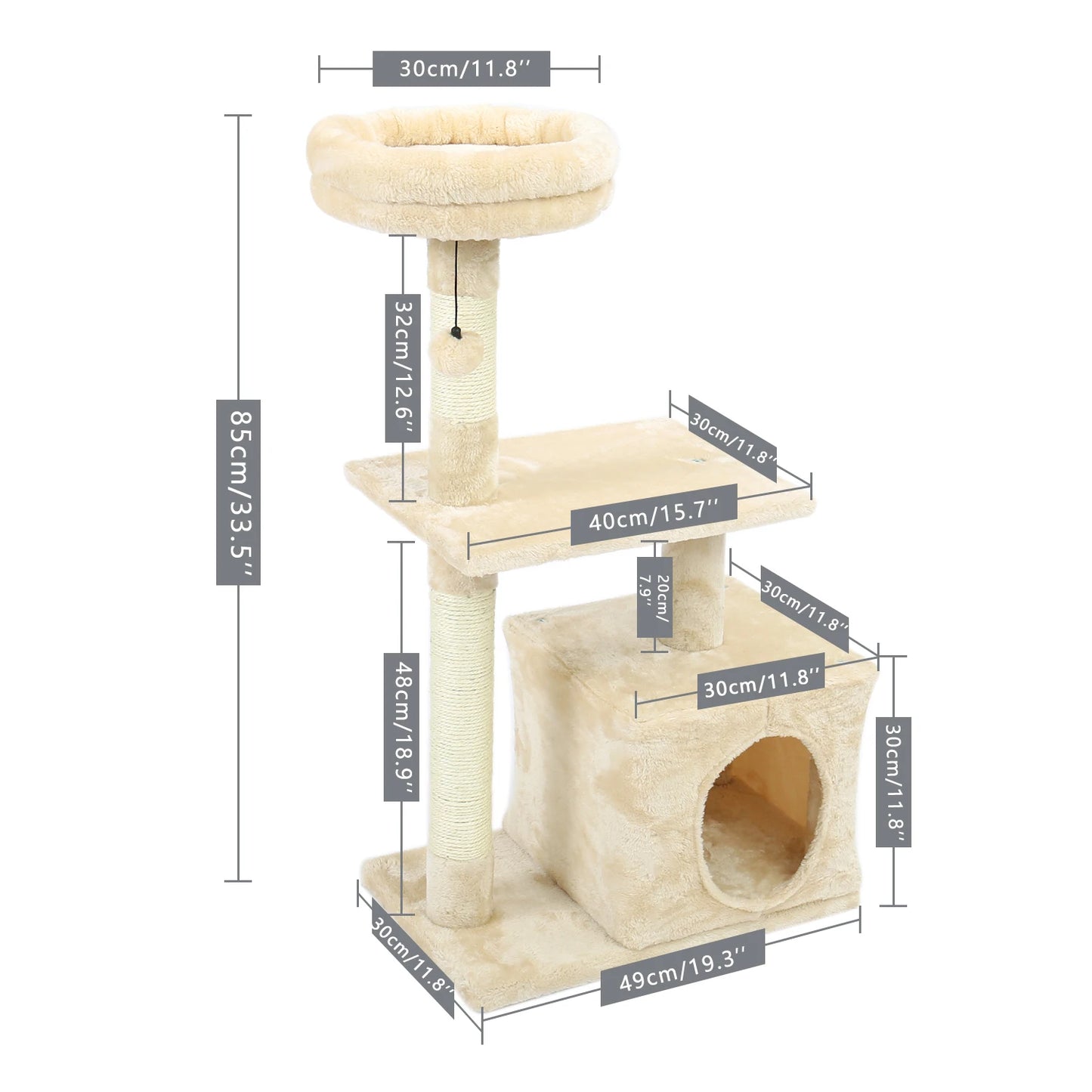 H228cm Cat Tree Toy Condo Cat Climbing Tower Multi-layer With Hammock