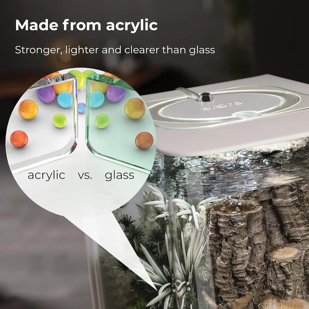Acrylic Aquarium With White LED Light Modern Tank for Tabletop Display Fish Fishbowl Mini Aquatic Pet Supplies Products Home