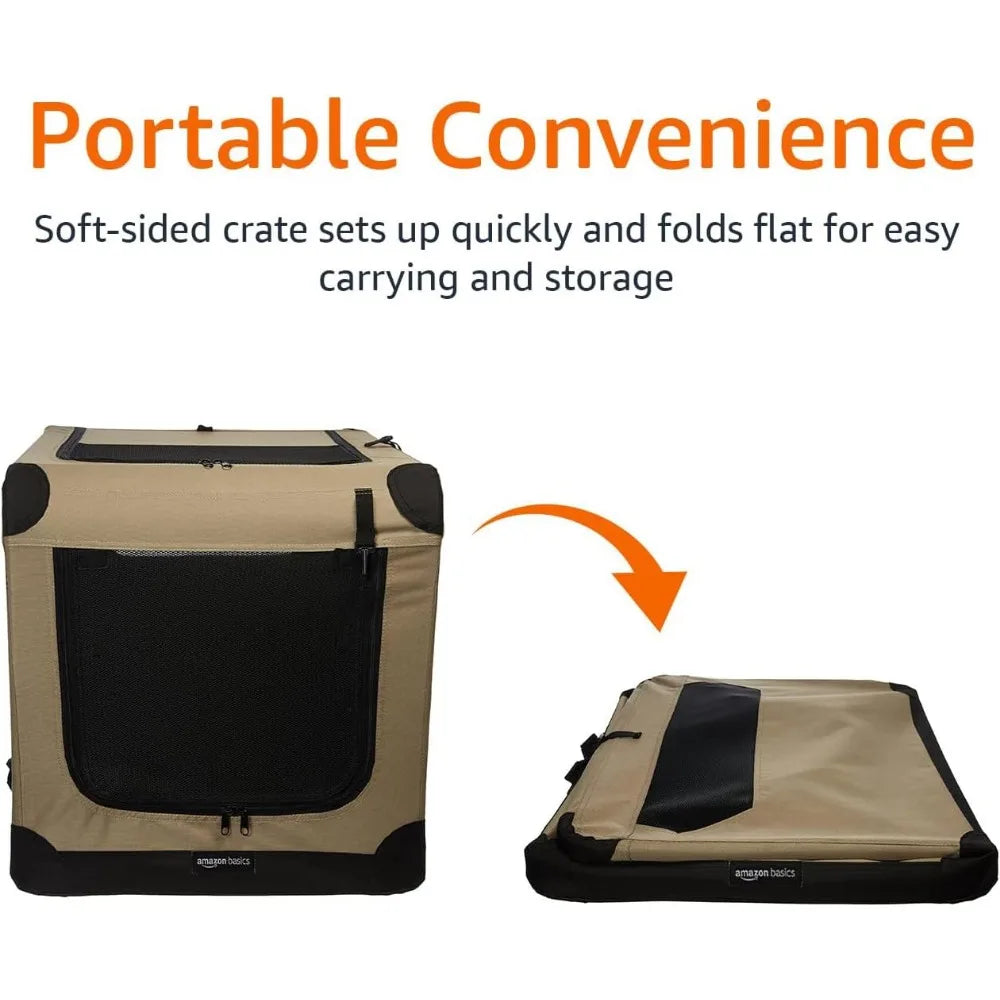 2-Door Portable Soft-Sided Folding Travel Crate Kennel,