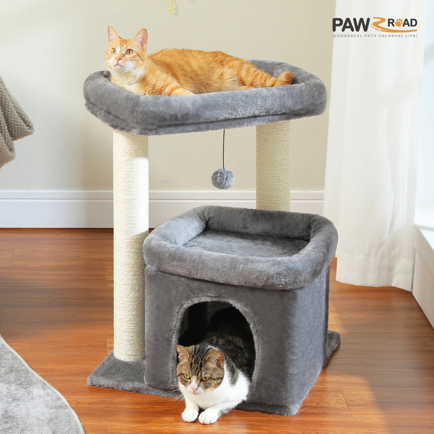 H228cm Cat Tree Toy Condo Cat Climbing Tower Multi-layer With Hammock