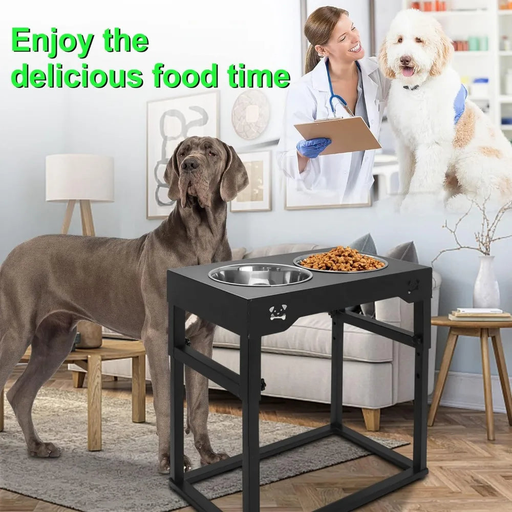 Elevated Dog Bowl Stand, 8.8 Lb Weight Capacity, Adjustable 8 Heights, Stainless Steel, Reduces Joint Stress,