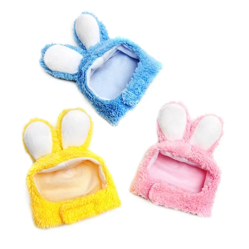 Funny Cat Headgear Cute Rabbit Ears Cap for Cats Warm Plush Pet Hat Christmas Cosplay