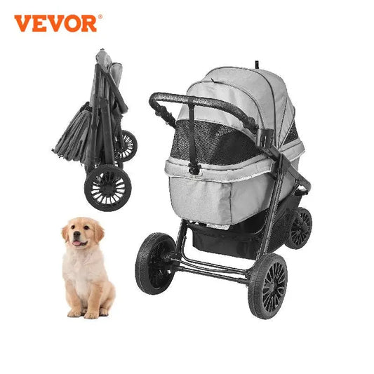 VEVOR Pet Stroller Carrier Dog Cat Strollers Lightweight Travel Rotate with Brakes Pet Pad Cup Holder