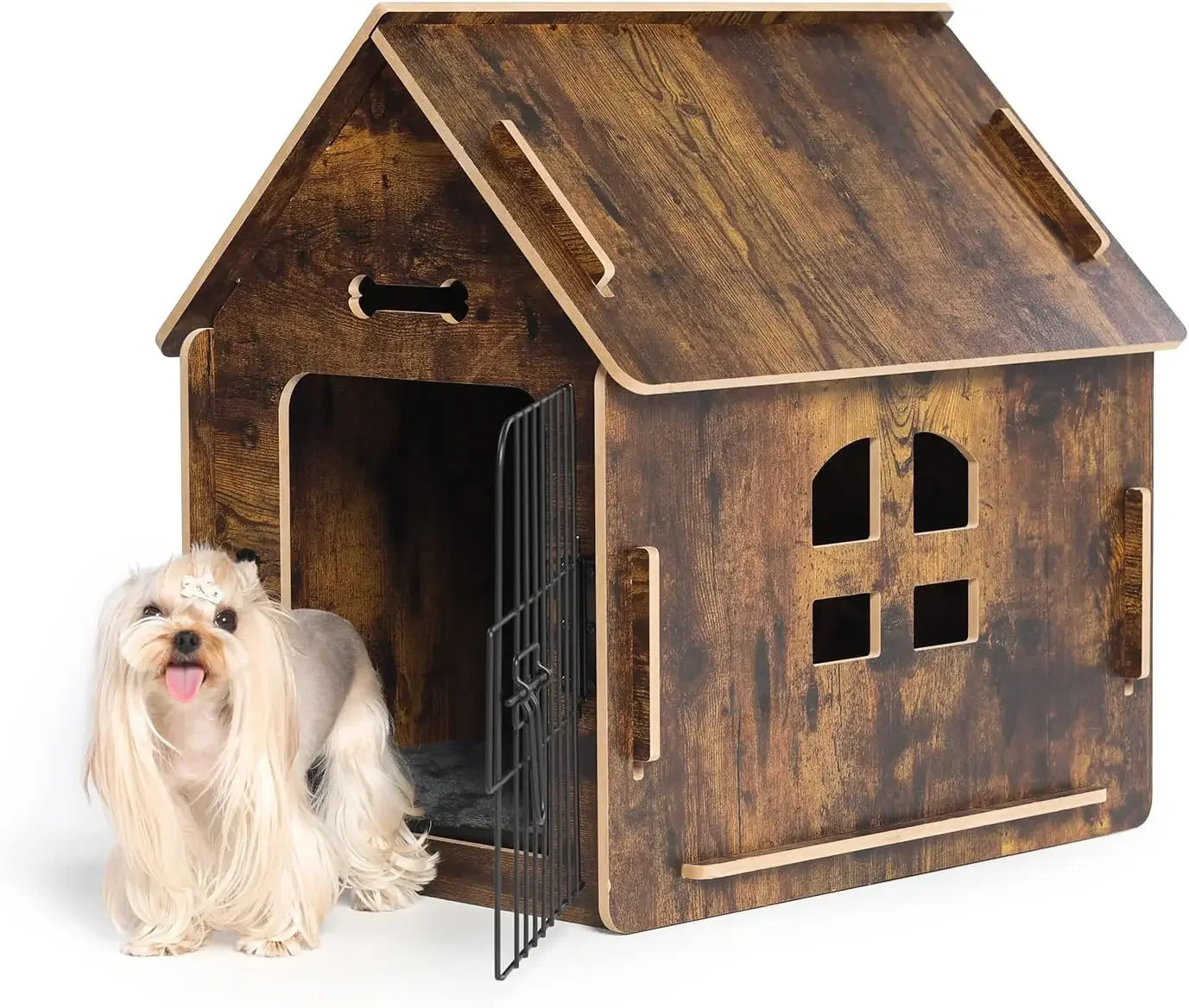 Doghouse Comfortable Wooden Design Dog House for Dogs Small Indoor Bed Room Dog Cave With Vents and Raised Floor for Warmth Cage