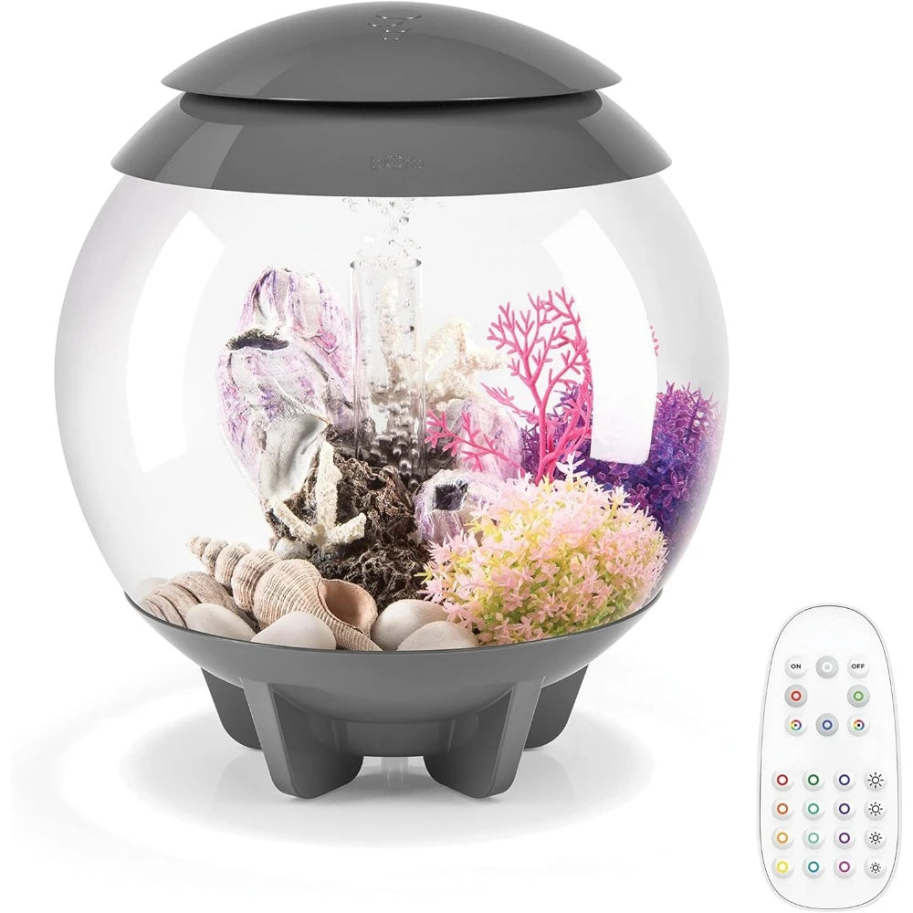 Mini Aquarium Modern Compact Water Tank for Desktop or Desktop Display Fish Tank Grey