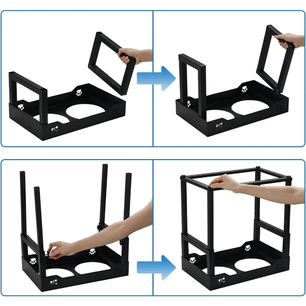 Elevated Dog Bowl Stand, 8.8 Lb Weight Capacity, Adjustable 8 Heights, Stainless Steel, Reduces Joint Stress,