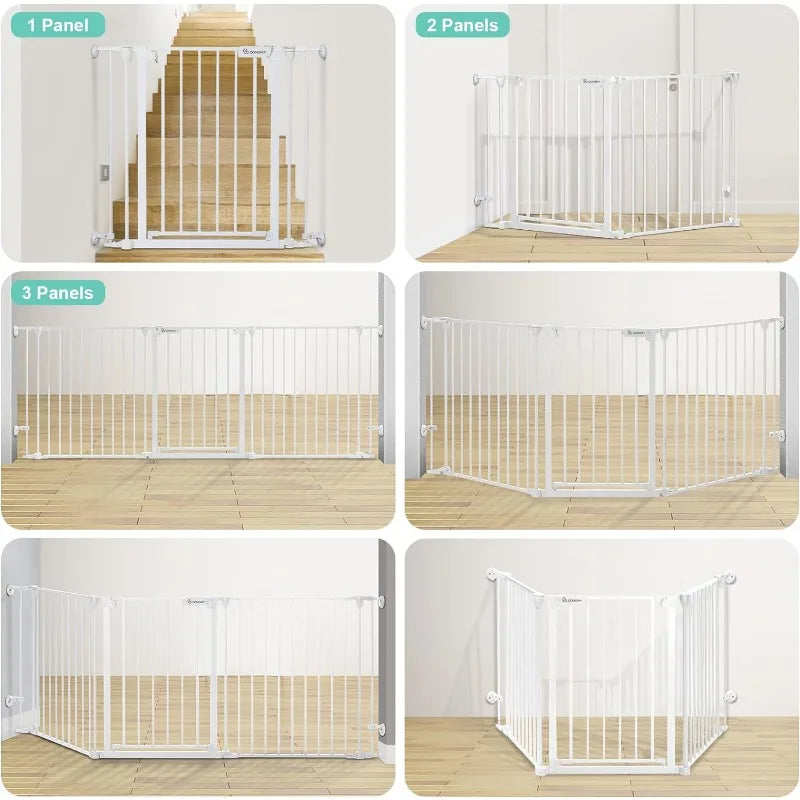 80" Extra Wide Baby Gate, Dog Gate for House Stairs Doorways Fireplace, Auto Close Pet Gate with Door Walk Through
