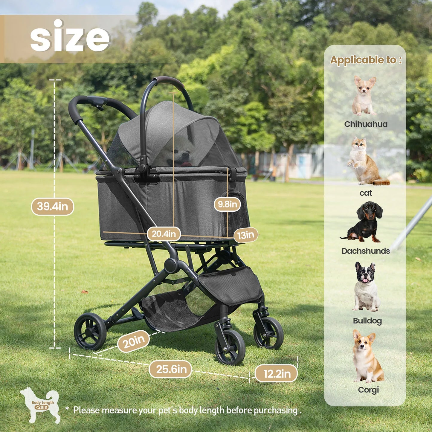 Pet Stroller for Dogs Dog Strollers for Small/Medium Dogs With Detachable Carrier