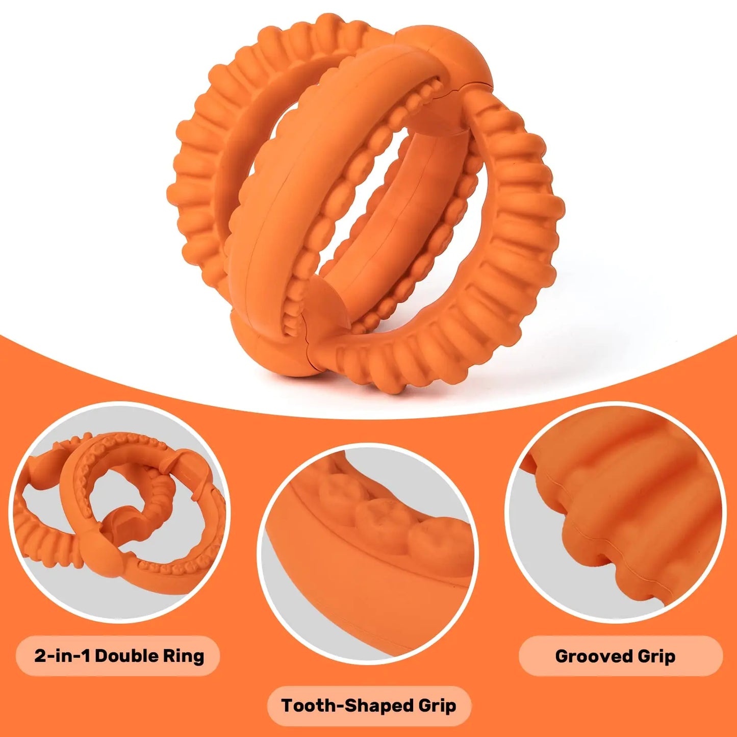 Interactive Dog Toys Detachable Dog Tug of War Toy with 2 Rings Natural Rubber Dog Chew Toys Suitable for Large Dogs for Teeth C