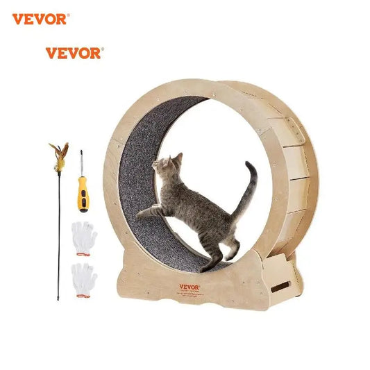 VEVOR Cat Exercise Wheel Large Cat Treadmill Wheel with Detachable Carpet and Cat Teaser