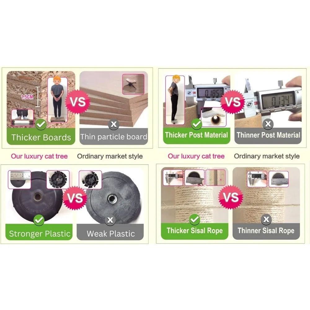 72" Tall Extra Large Cat Tree Kitty Tower Condo Cat House for Large Indoor Cats Play Scratch Hide Climb Activity Furniture