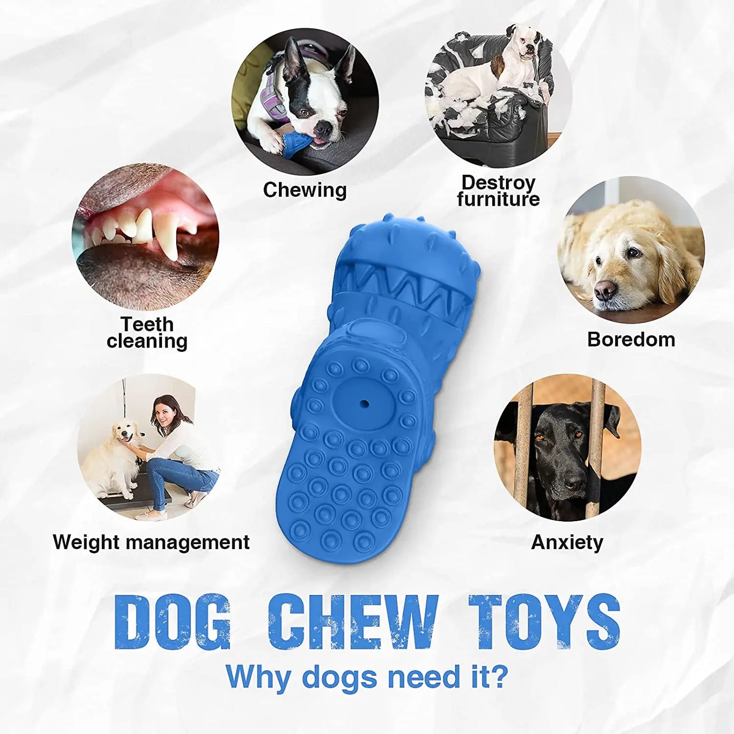 MASBRILL Dog Toys Aggressive Chewers Natural Rubber Dog Toy for Medium Large Breeds Interactive Dog Chew Toys Teeth Cleaning