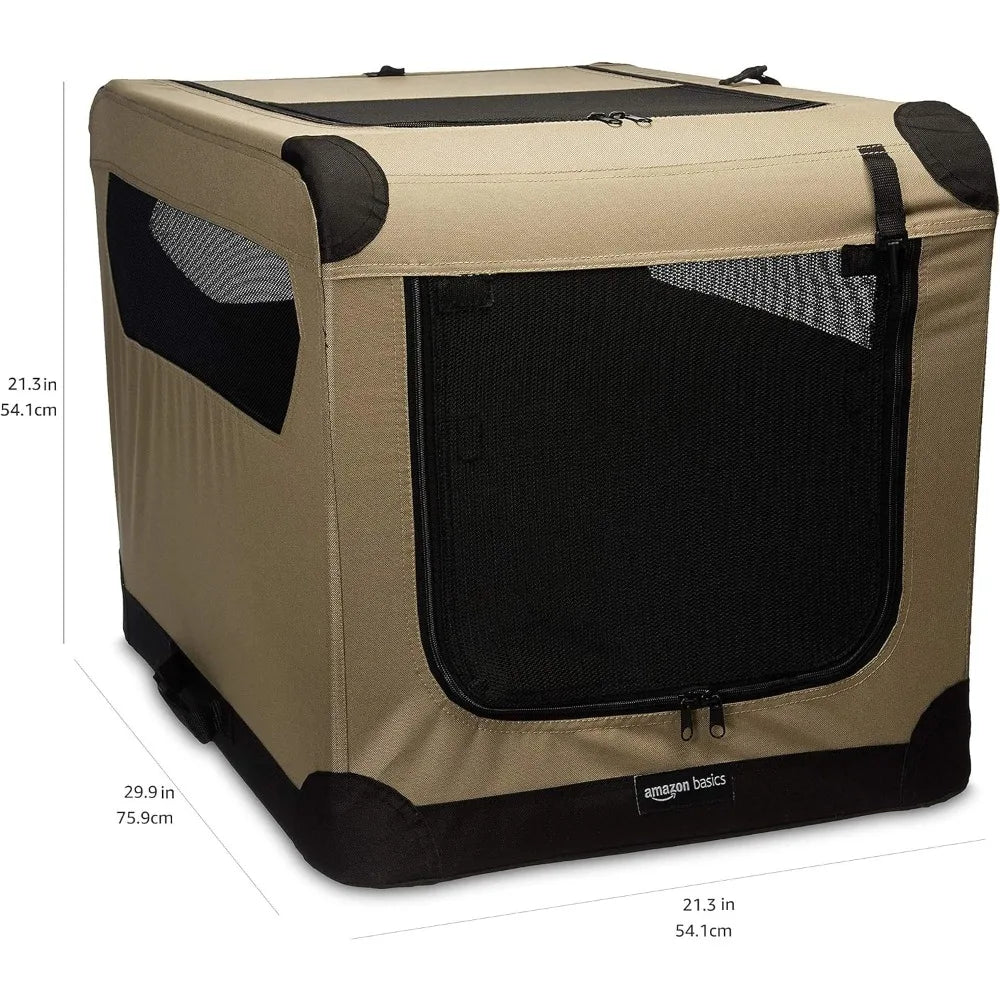2-Door Portable Soft-Sided Folding Travel Crate Kennel,