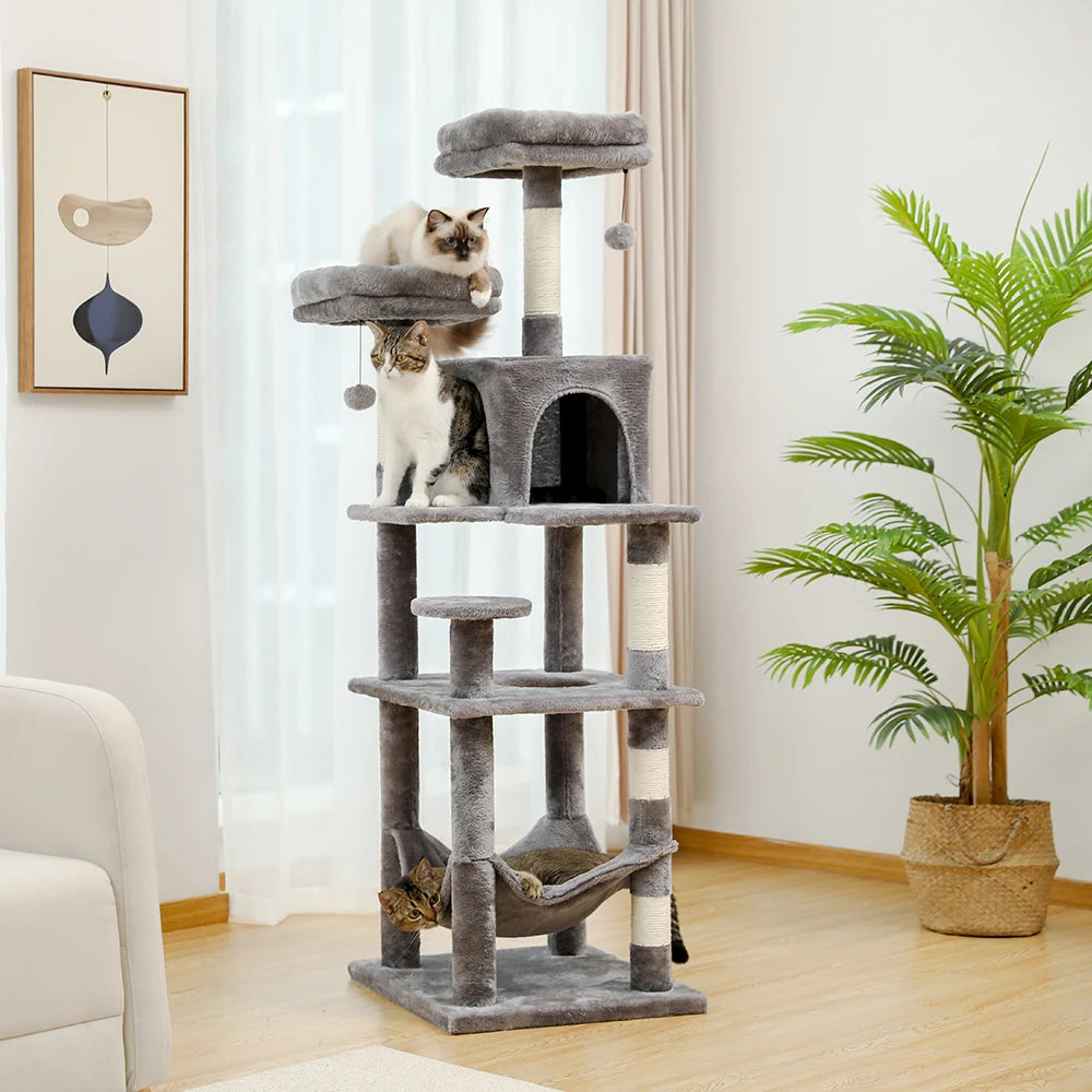 Luxury Pet Cat Tree House Condo Furniture Multi-Layer Cat Tower with Ladder Natural Sisal Scratching