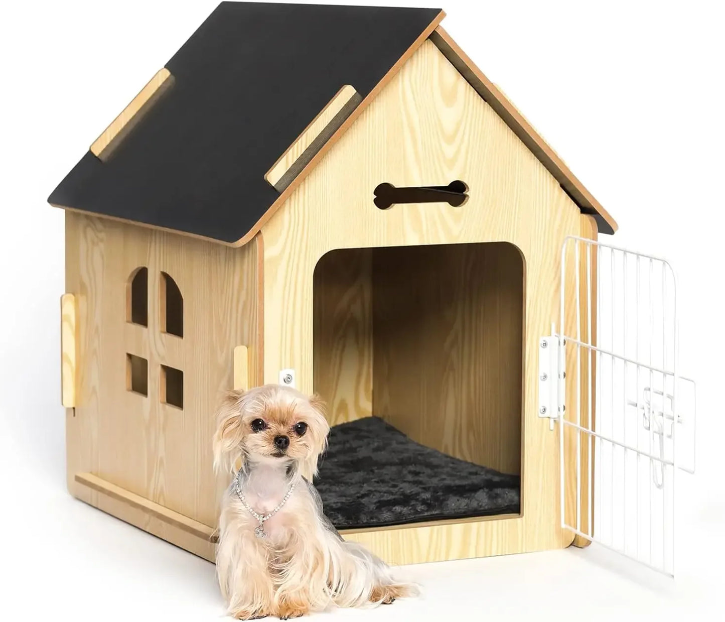Doghouse Comfortable Wooden Design Dog House for Dogs Small Indoor Bed Room Dog Cave With Vents and Raised Floor for Warmth Cage