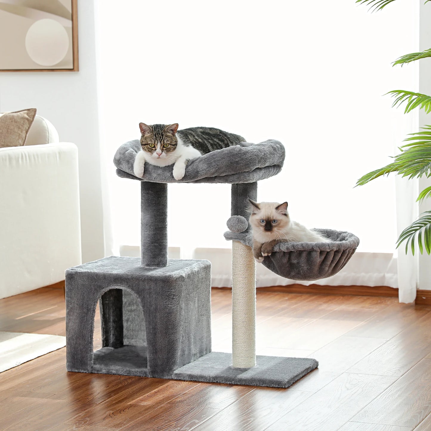 H228cm Cat Tree Toy Condo Cat Climbing Tower Multi-layer With Hammock