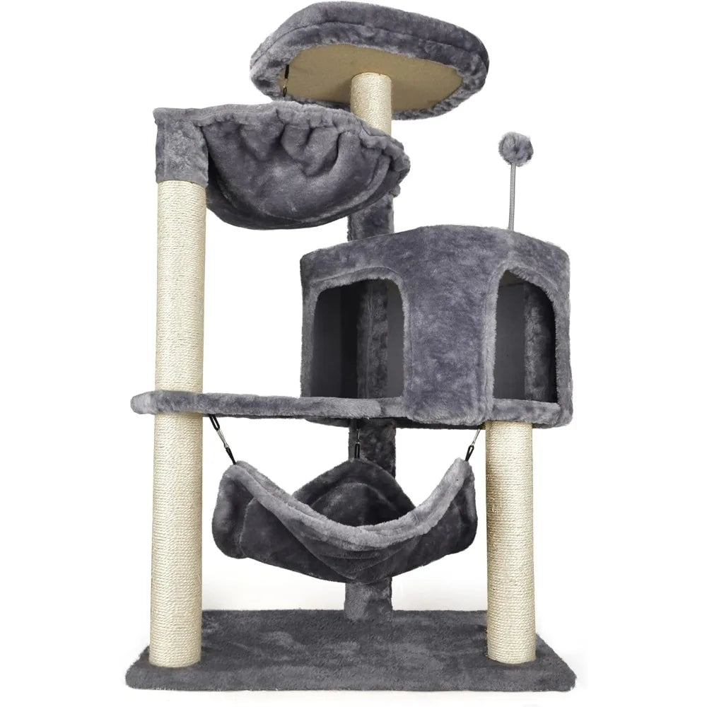 Newest Cat Tree with Cat Condo and Big Hammock,Grey