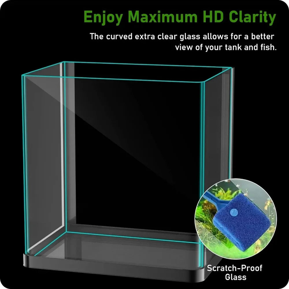 Fishbowl 3 in 1 Fish Tank with Filter and Light, Aquarium Shrimp, Goldfish 2 Gallon Glass,