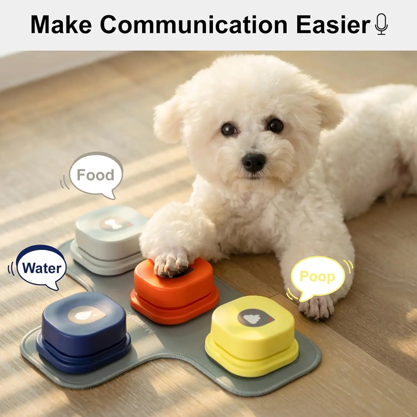 MEWOOFUN Dog Button Record Talking Vocal Training Interactive Toy Bell Ringer With Pad and Sticker