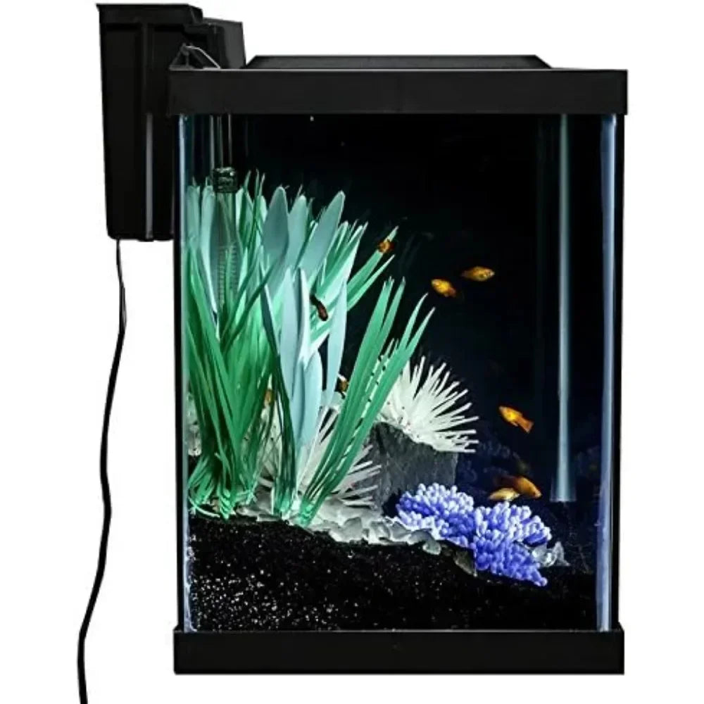 Includes LED Lighting and Decor Fishbowl Aquarium 20 Gallon Fish Tank Kit Aquatic Pet Supplies
n