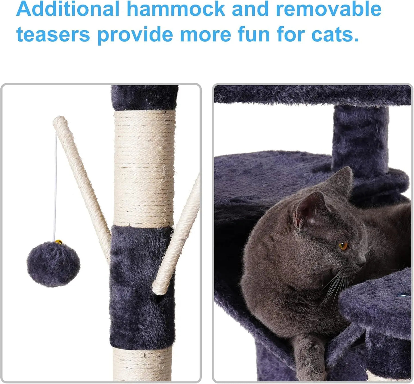 Hey-brother Cat Tree, 71 inches XL Large Cat Tower for Indoor Cats, Multi-Level Cat House with 3 Padded Perches, Big Scratcher,