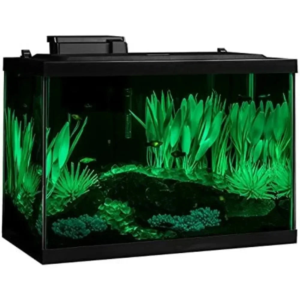 Includes LED Lighting and Decor Fishbowl Aquarium 20 Gallon Fish Tank Kit Aquatic Pet Supplies
n