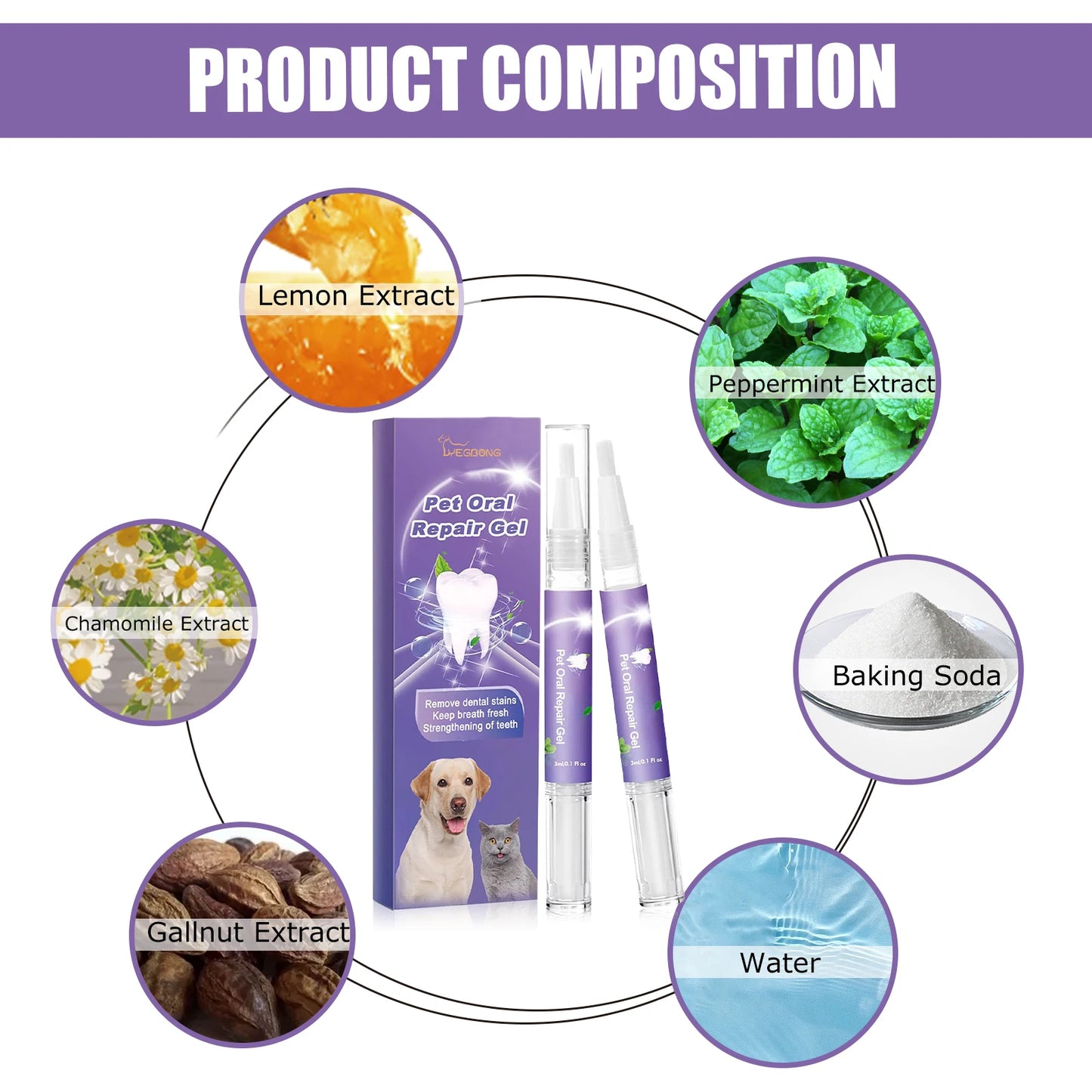 Dogs Cats Pet Oral Repair Gel Tooth Repair Teeth Brushing Cleaner Dogs Cats Pet Gel Repair Kitten puppy