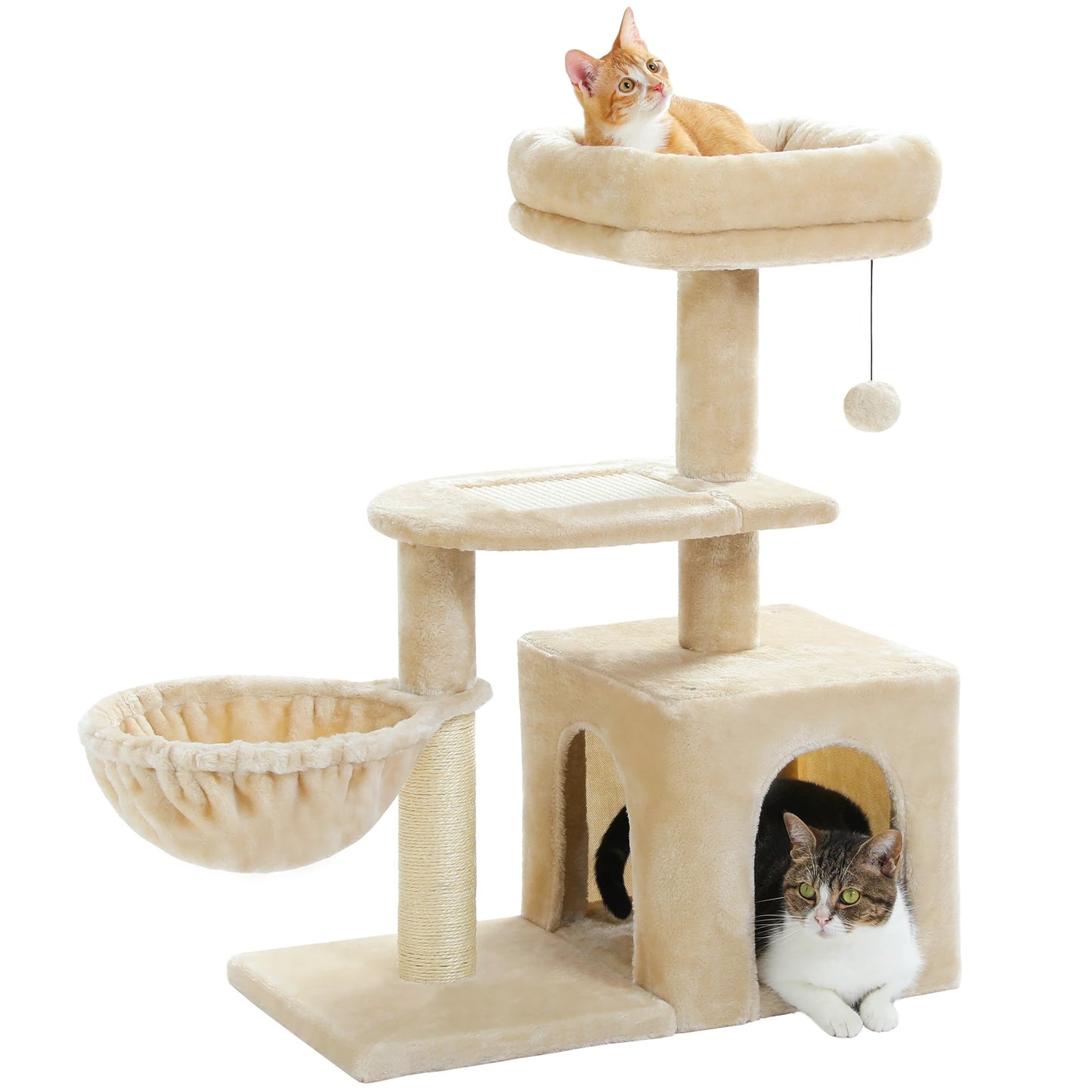 H228cm Cat Tree Toy Condo Cat Climbing Tower Multi-layer With Hammock