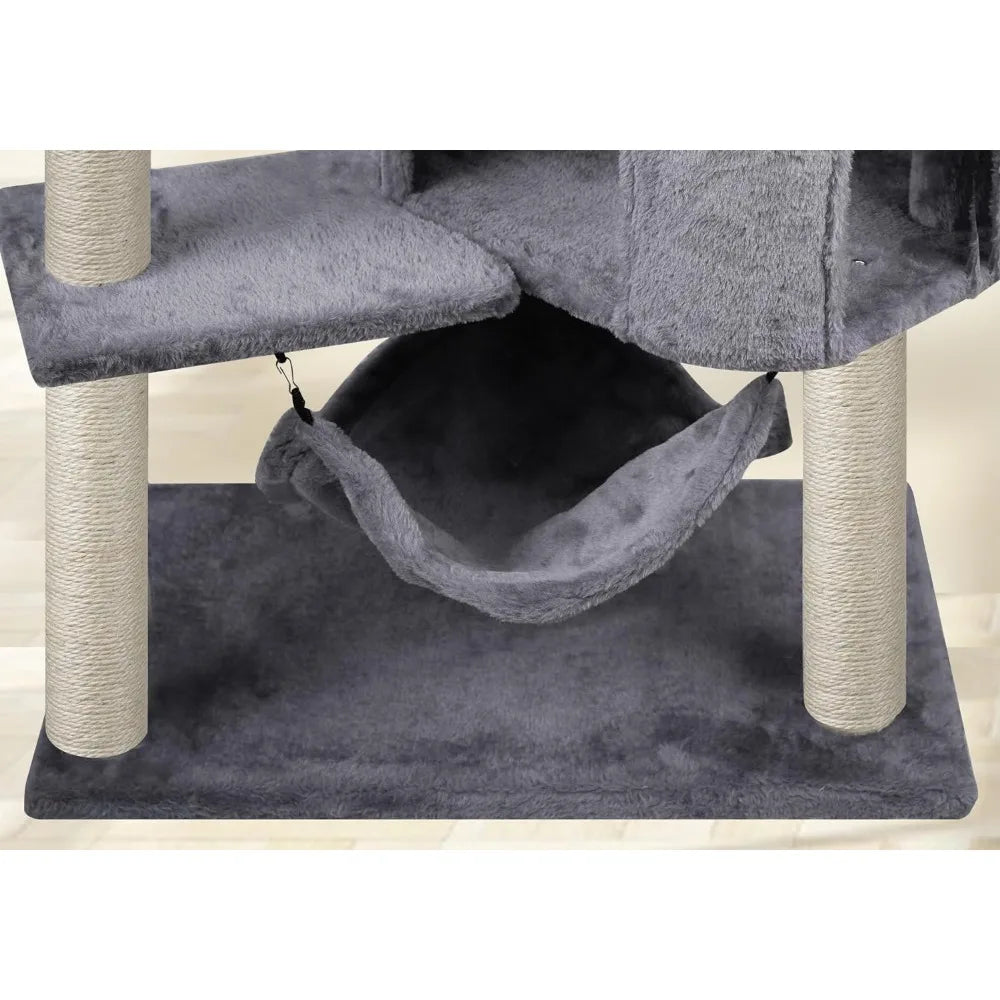Newest Cat Tree with Cat Condo and Big Hammock,Grey