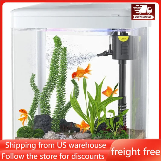 Fishbowl 3 in 1 Fish Tank with Filter and Light, Aquarium Shrimp, Goldfish 2 Gallon Glass,