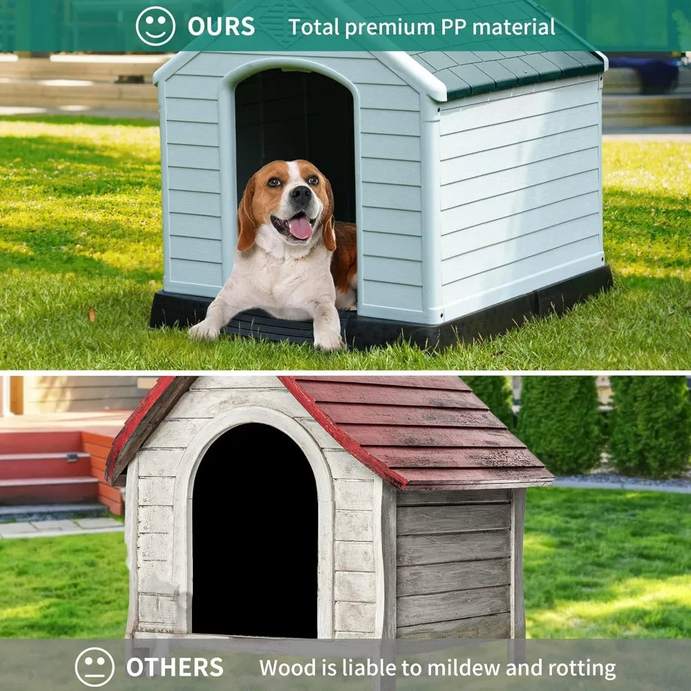 28.5'' Large Plastic Dog House Doghouse Puppy Shelter Water Resistant Easy Assembly Sturdy Dog Kennel