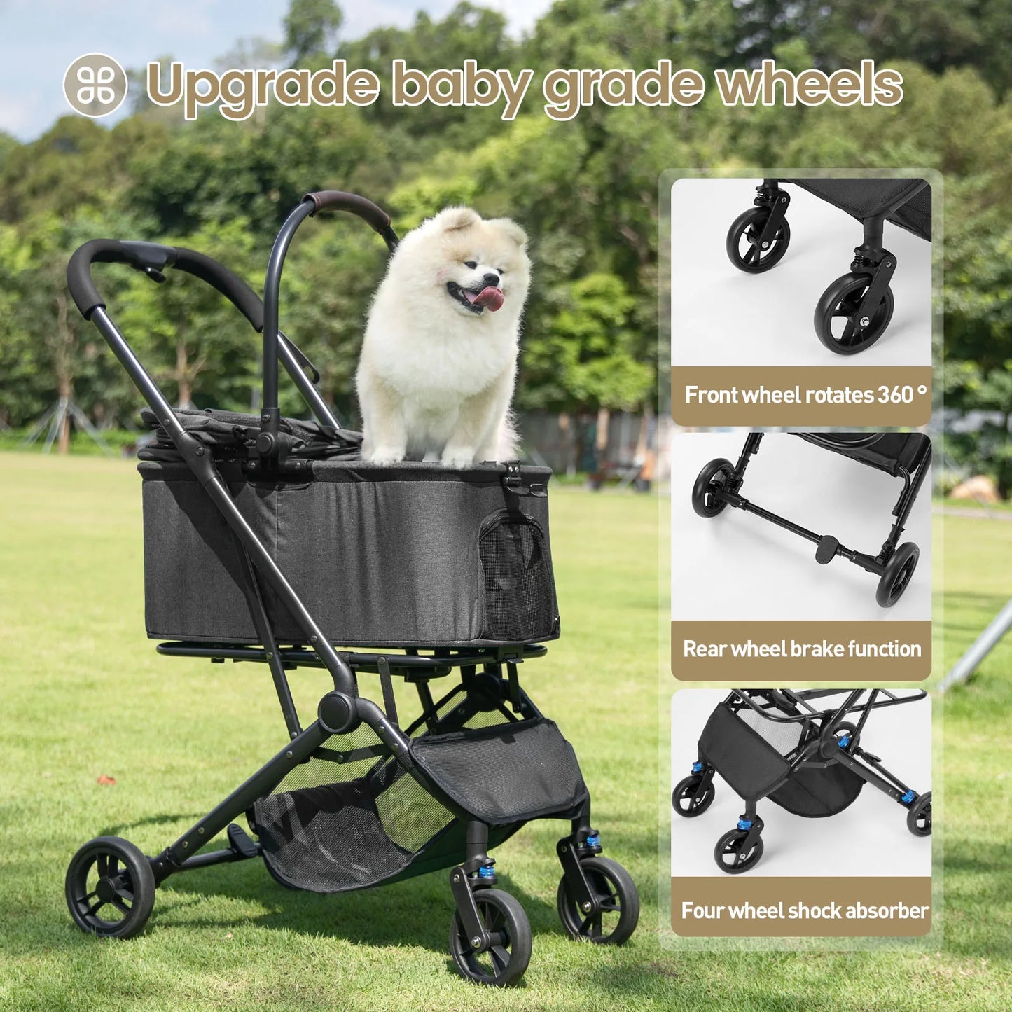 Pet Stroller for Dogs Dog Strollers for Small/Medium Dogs With Detachable Carrier