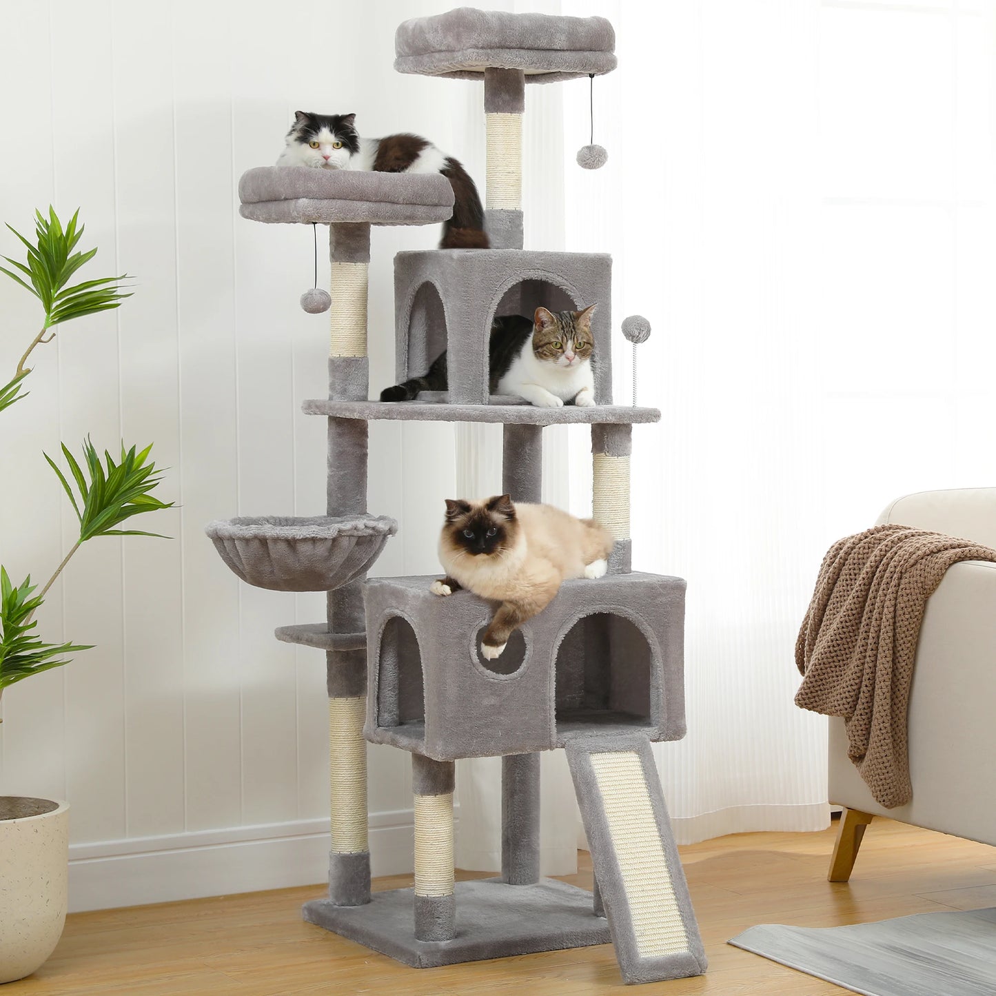 Luxury Pet Cat Tree House Condo Furniture Multi-Layer Cat Tower with Ladder Natural Sisal Scratching