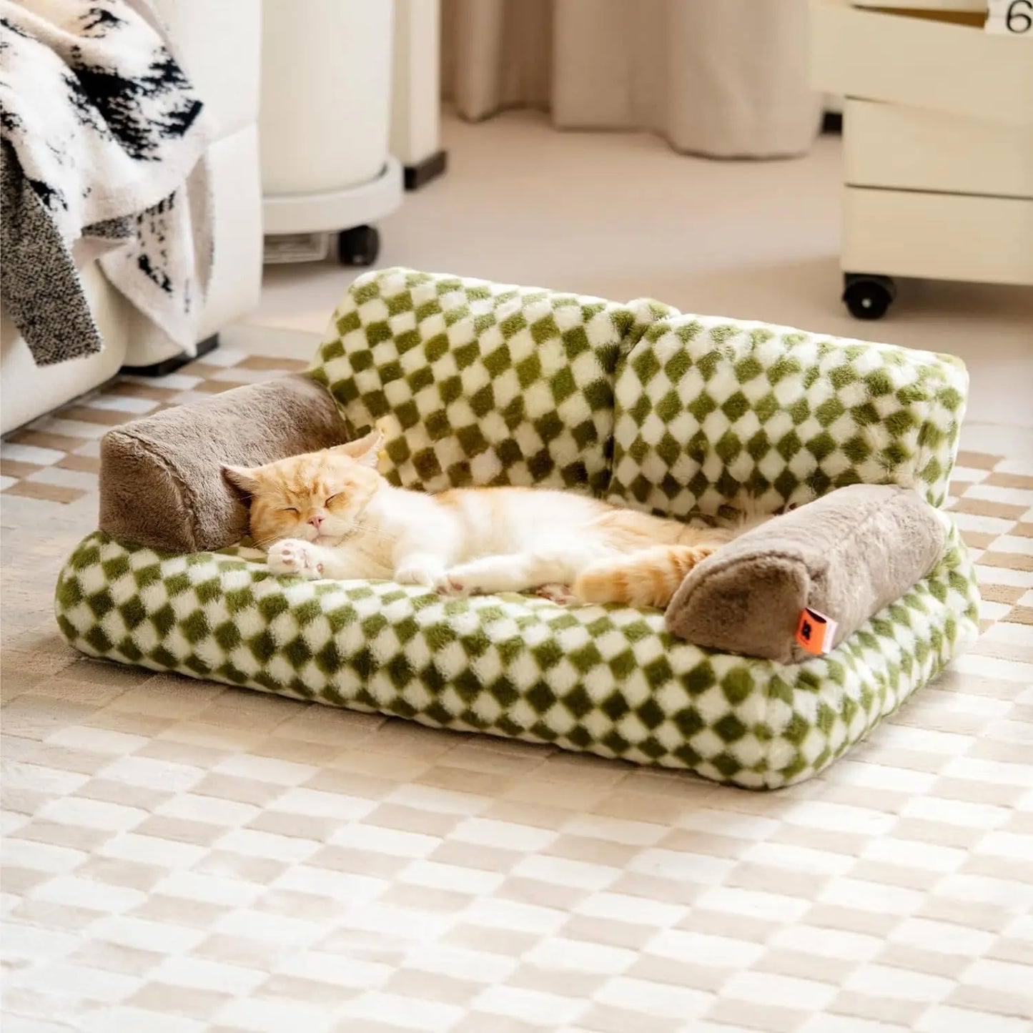 Pet Couch Bed, Washable Cat Beds for Medium Small Dogs & Cats up to 25 lbs, Dog Beds with Non-Slip Bottom,