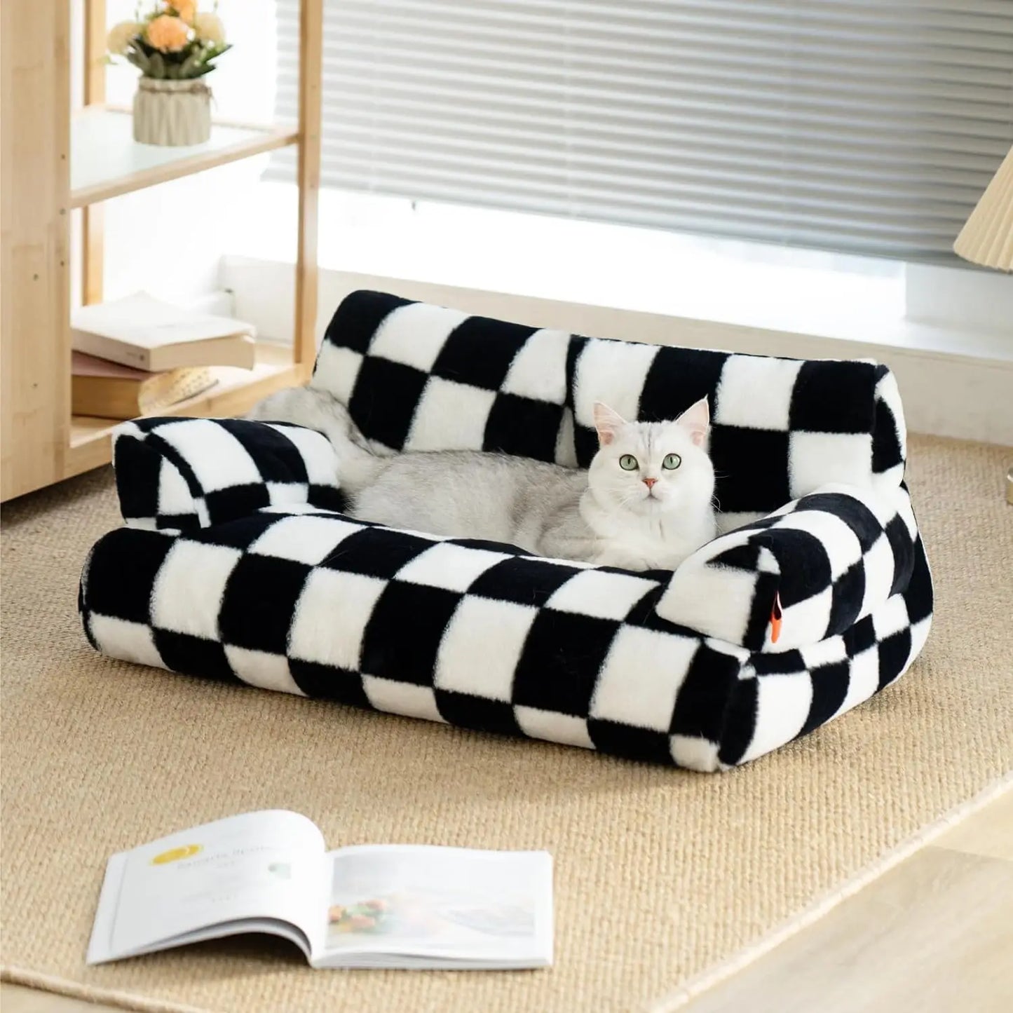 Pet Couch Bed, Washable Cat Beds for Medium Small Dogs & Cats up to 25 lbs, Dog Beds with Non-Slip Bottom,