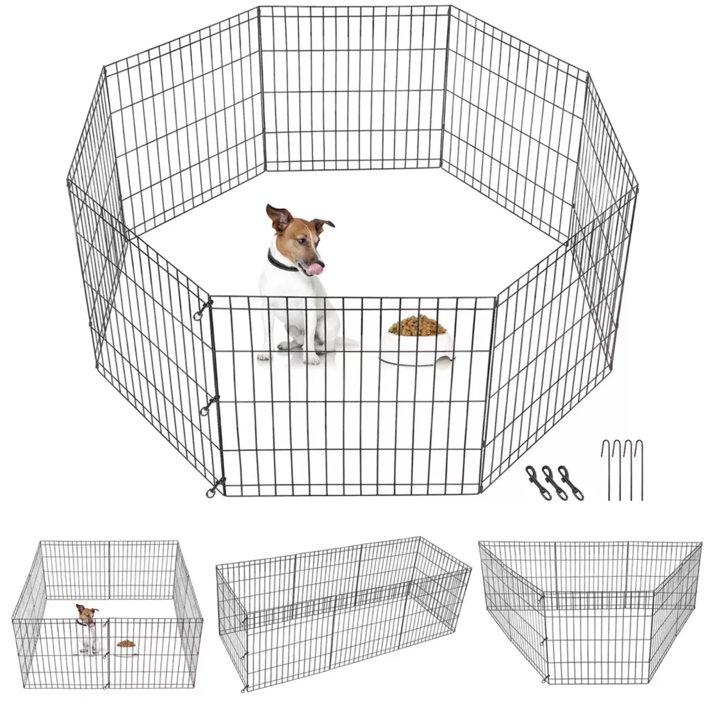 US 24/30/36/42/48" Dog Playpen 8 Panels Exercise Cage Tall Crate Dog Fence
