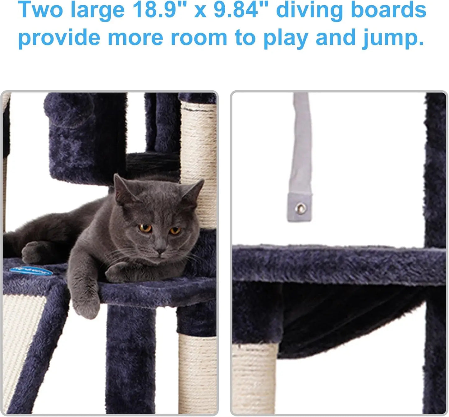 Hey-brother Cat Tree, 71 inches XL Large Cat Tower for Indoor Cats, Multi-Level Cat House with 3 Padded Perches, Big Scratcher,
