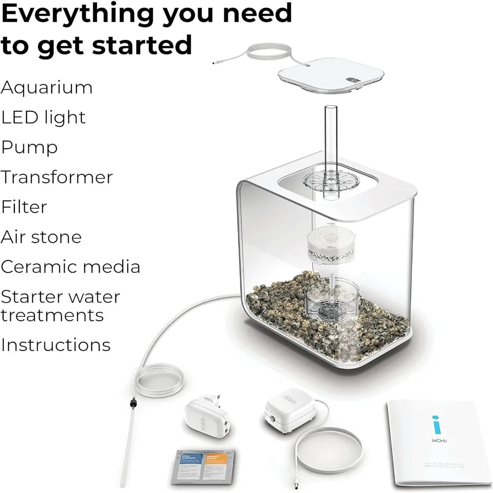 Acrylic Aquarium With White LED Light Modern Tank for Tabletop Display Fish Fishbowl Mini Aquatic Pet Supplies Products Home