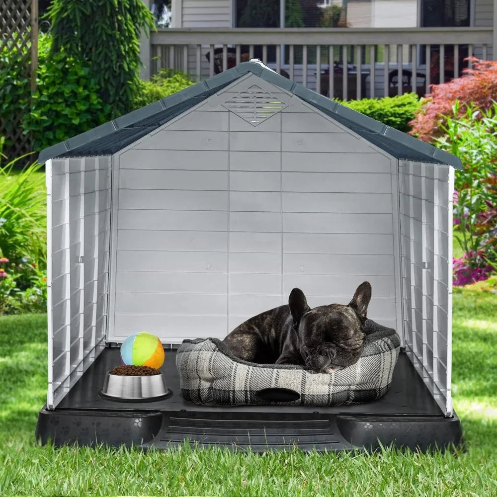 28.5'' Large Plastic Dog House Doghouse Puppy Shelter Water Resistant Easy Assembly Sturdy Dog Kennel