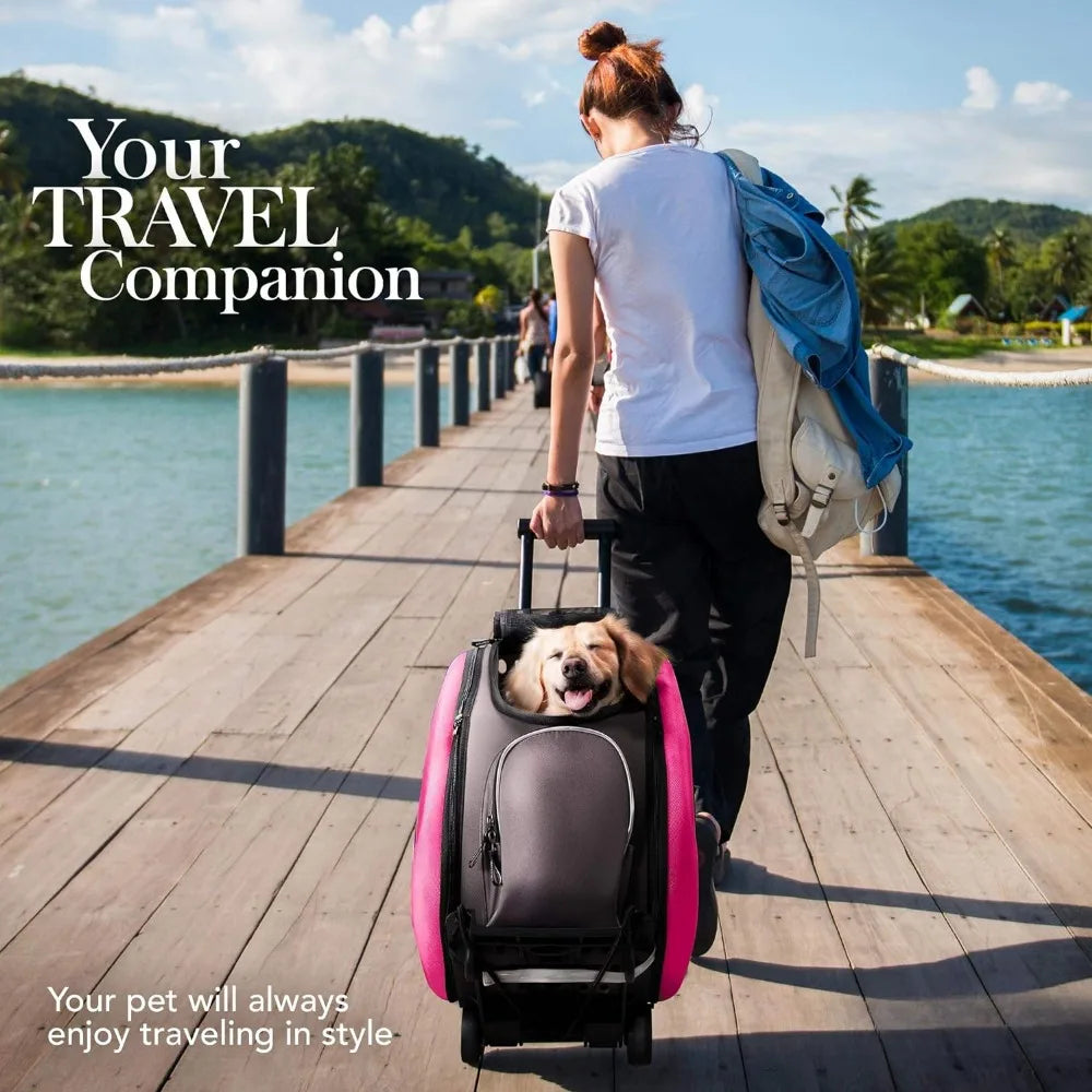 Five in One Convertible and Foldable Small - Multifunctional Combination - 16 Pound Pet - Pink, Cat and Dog Pet Car