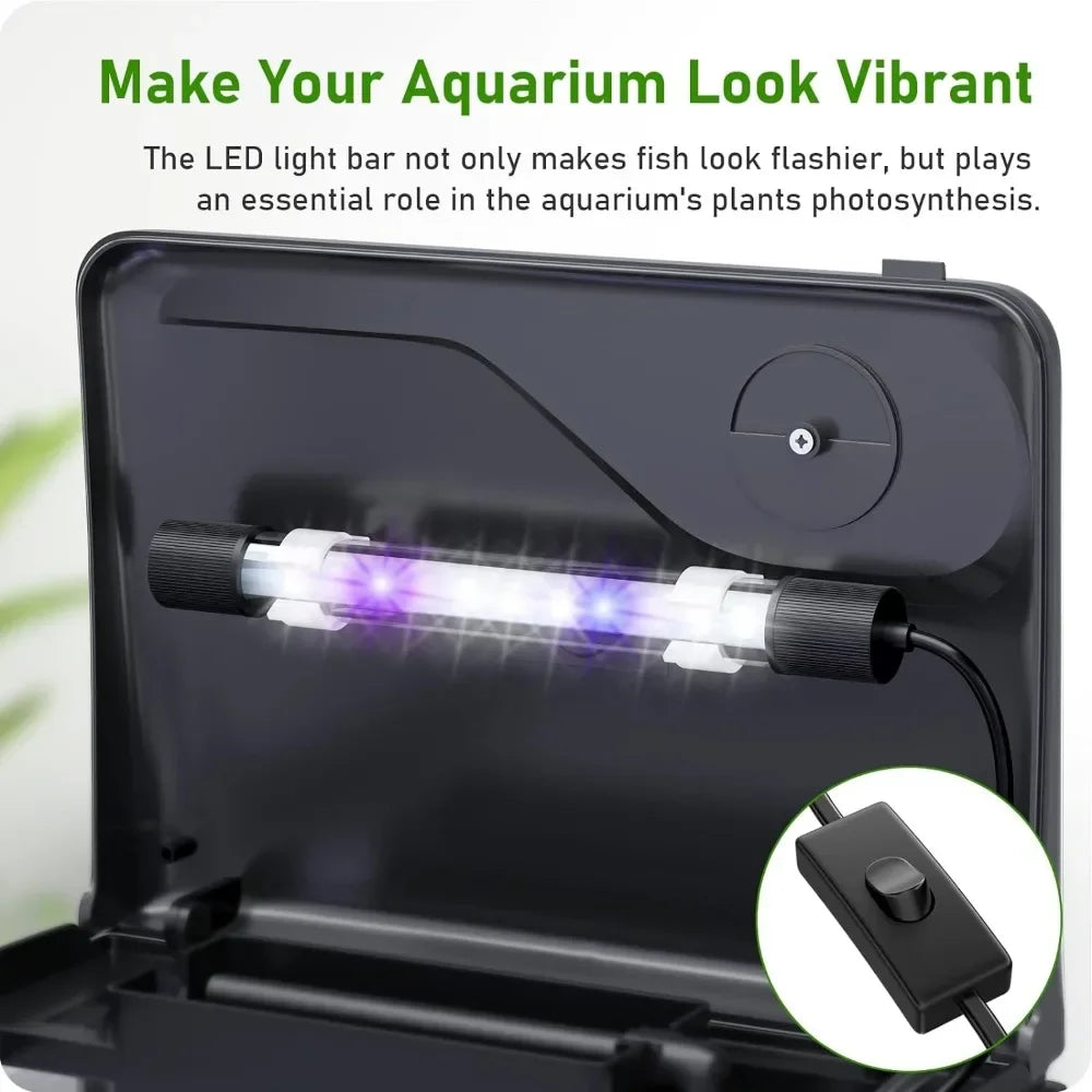 Fishbowl 3 in 1 Fish Tank with Filter and Light, Aquarium Shrimp, Goldfish 2 Gallon Glass,