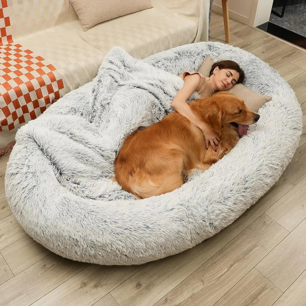 Dog Bed 75" L * 50" W * 14" Th Dog Beds for Large Dogs Giant Dog Bed Human Size  Bed for People 30D Sponge Bean Bag