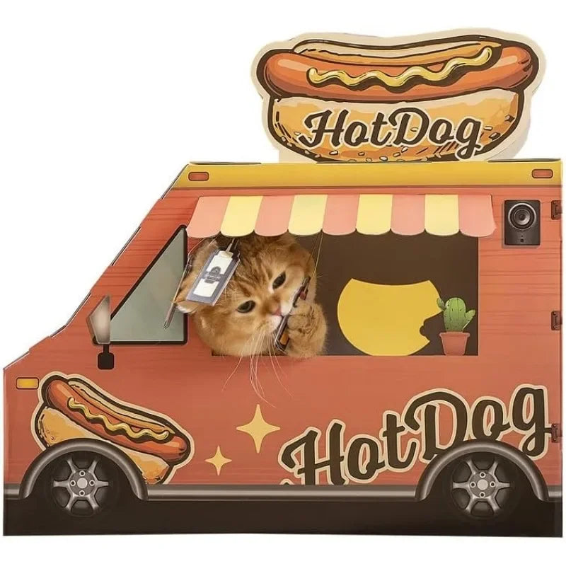 Cat Beds for Indoor Cats, Cardboard Cat House with Scratchers, Izakaya Bar, Large Sturdy