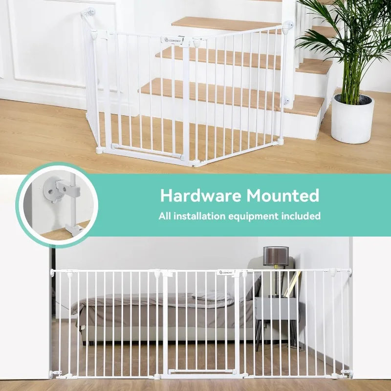 80" Extra Wide Baby Gate, Dog Gate for House Stairs Doorways Fireplace, Auto Close Pet Gate with Door Walk Through
