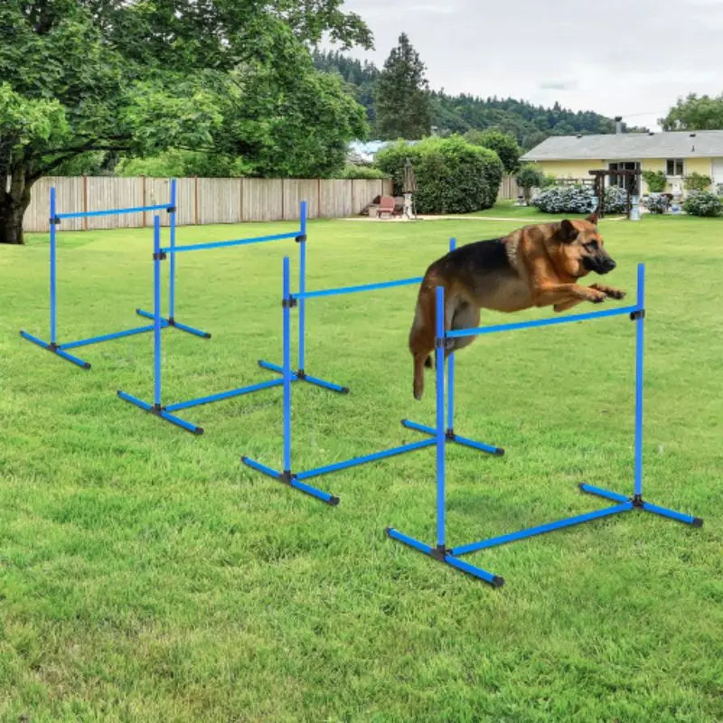 PawHut 4 Piece Dog Agility Training Equipment for Dog Agility Course with Adjustable Height Jump Bars, Included Carry Bag