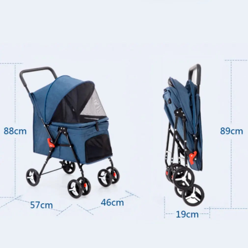 Foldable Pet Stroller Portable Dog Cat Trolley Breathable Carrier for Dog Kitten Travel Outdoor Cat Dog Accessories