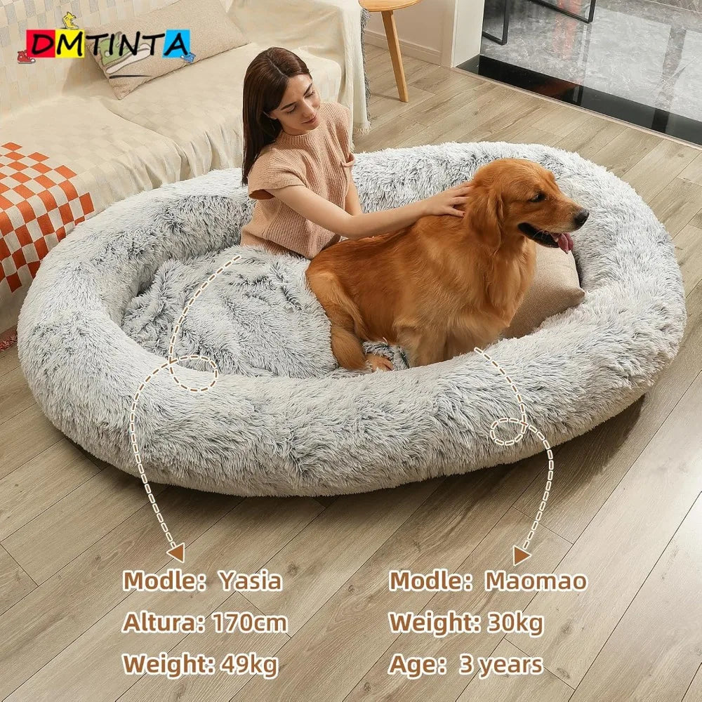 Dog Bed 75" L * 50" W * 14" Th Dog Beds for Large Dogs Giant Dog Bed Human Size  Bed for People 30D Sponge Bean Bag