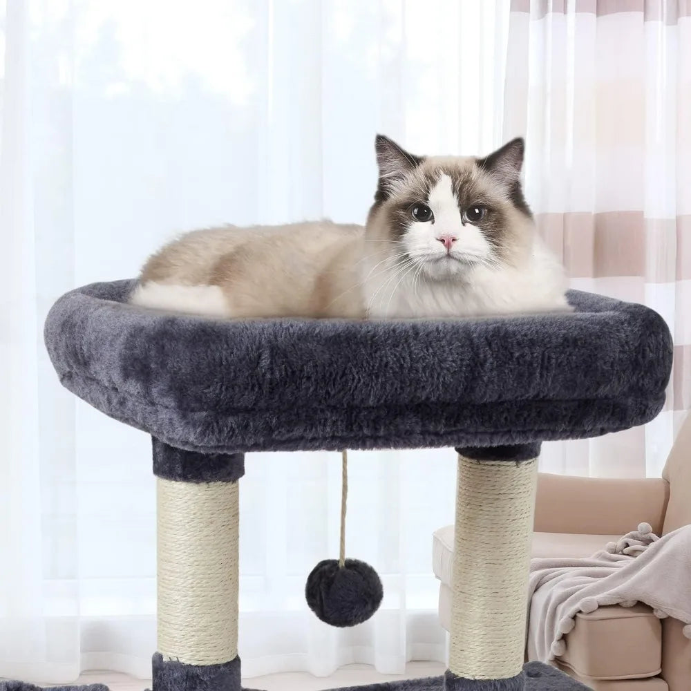 FISH&NAP Cute Cat Tree Kitten Tower for Indoor Condo Sisal Scratching Posts with Jump Platform Furniture Activity